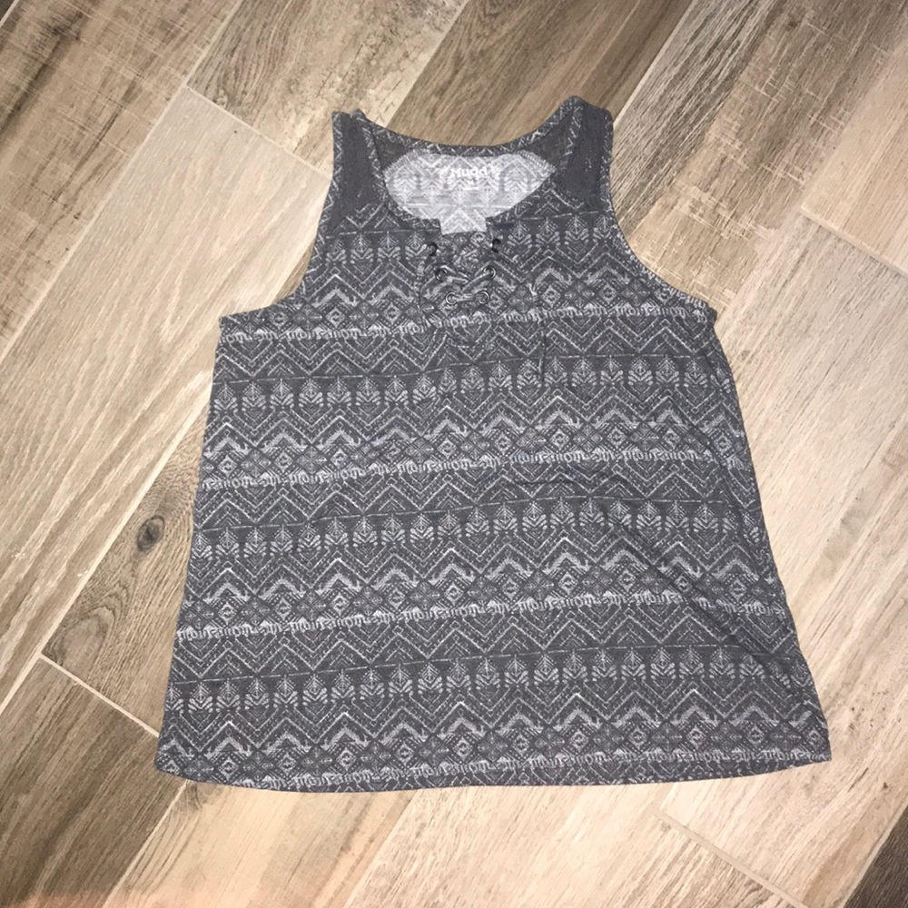 Girls Mudd Gray and White Tank sz 14